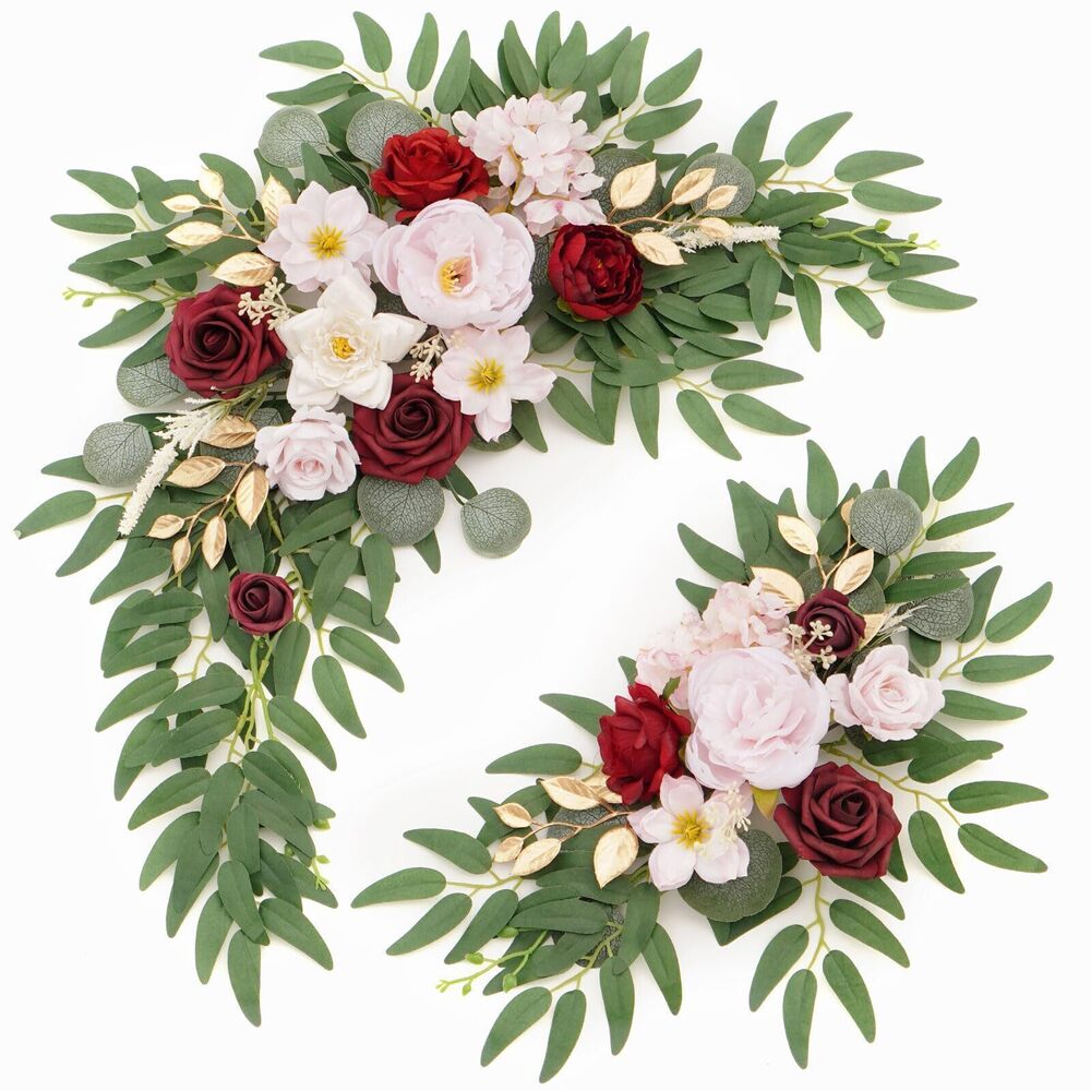 3644 Faux Flower Swag Set of 2 for Wedding Welcome Signs Floral Swag - Picture 1 of 9